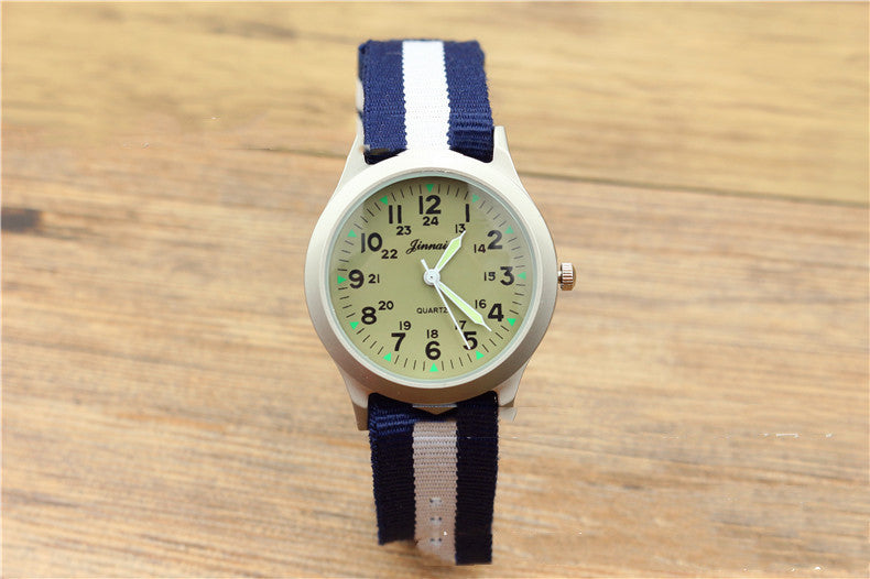 Male and female students outdoor sports nylon watch