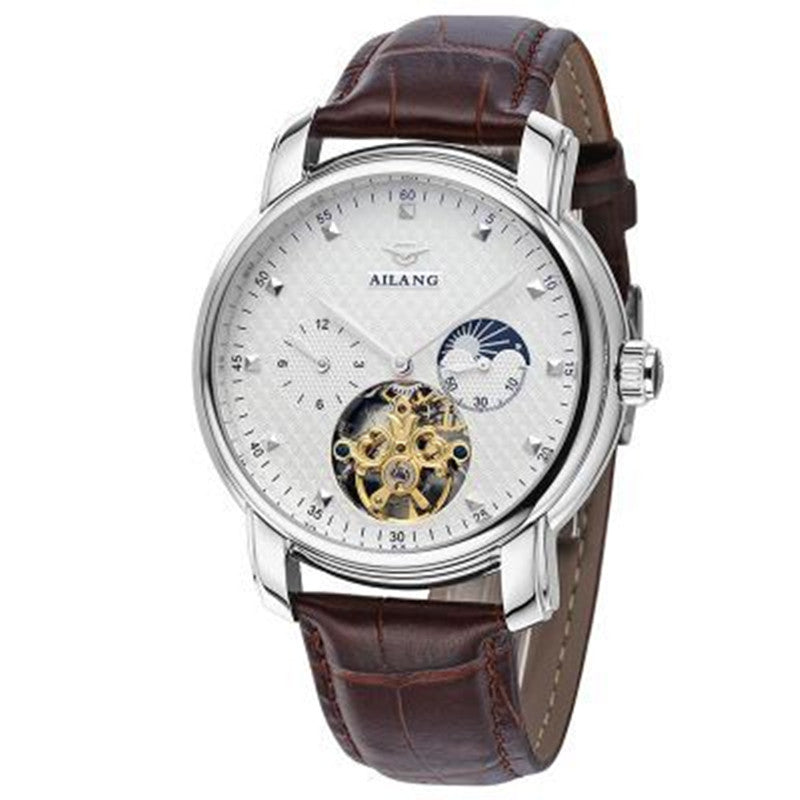 Ailang Automatic Leather Hollow Waterproof Mechanical Watch