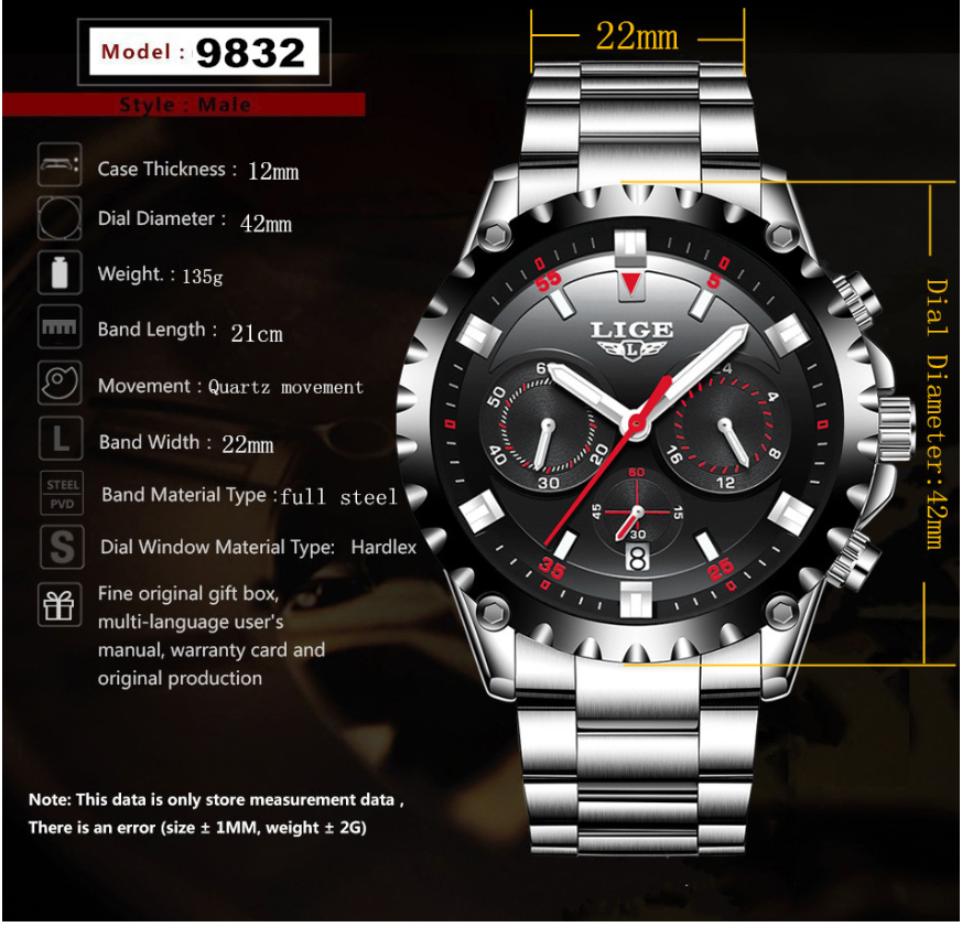 Multifunctional business sports and leisure fashion waterproof quartz watch