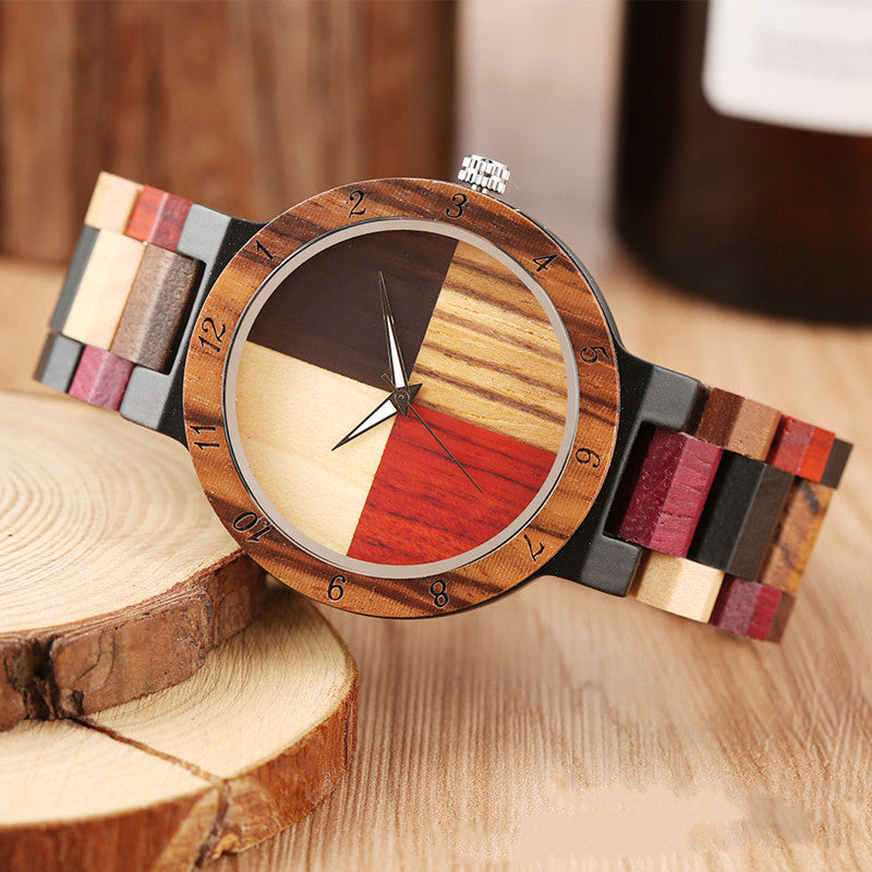 Full color wooden creative digital watch