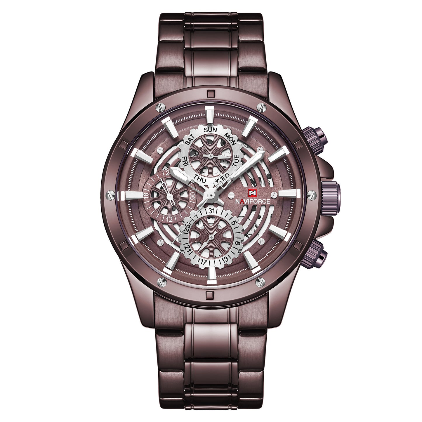 Multi-function three-eye quartz watch