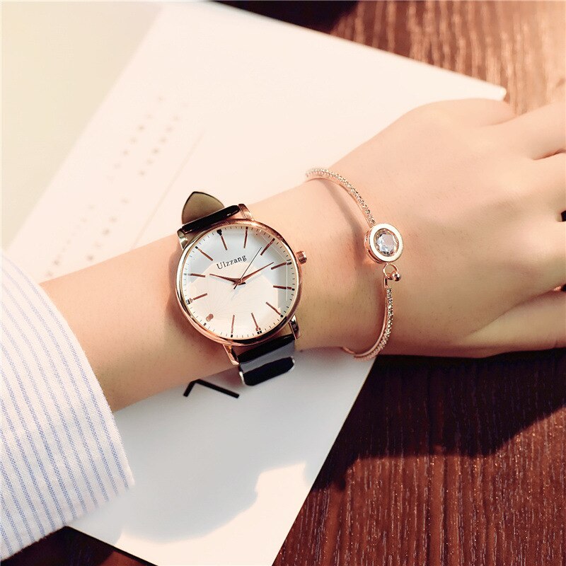 Polygonal mirror ladies watch