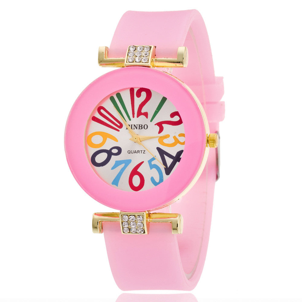 Jelly color digital watch with diamond