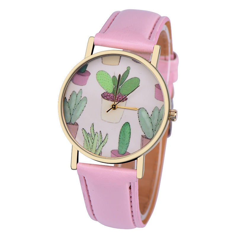 Casual Style Cactus Potted Belt Watch