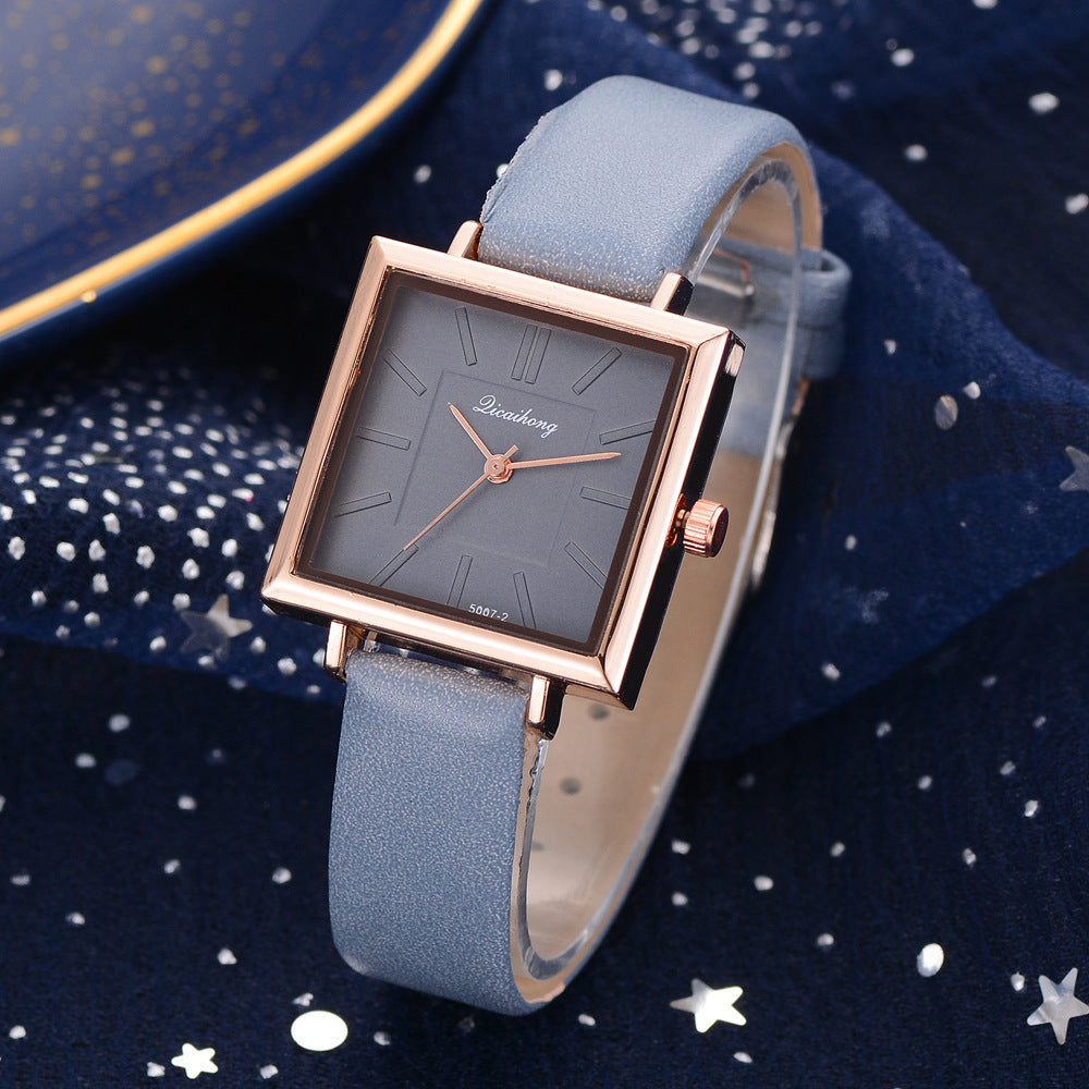 Ladies Fashion Trend Simple Pure Color Scale Belt Quartz Watch