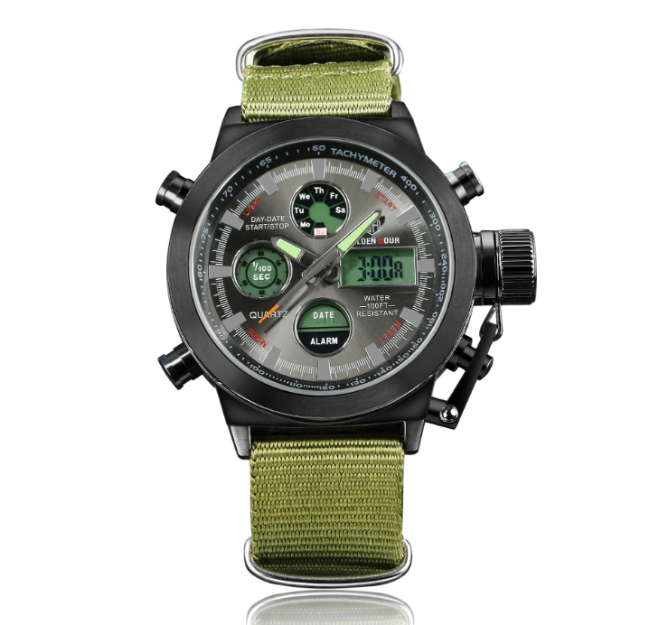 Men's watch fashion outdoor multi-function electronic watch fashion hipster canvas watch