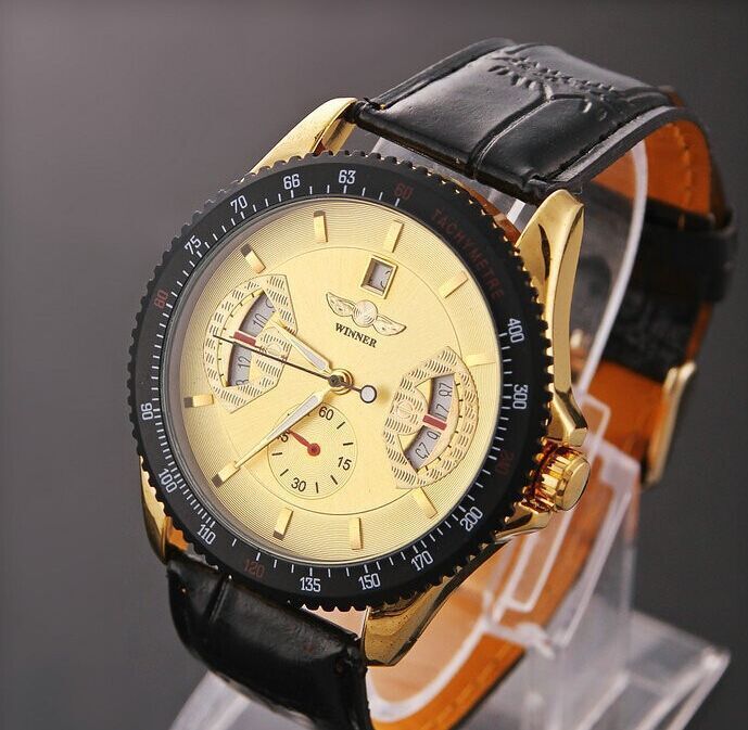 hollow automatic leather watch