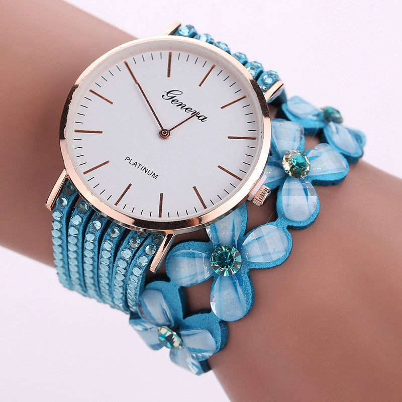 Fashion Geneva Flowers Watches Women Dress