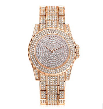 Fashion Bling Casual Ladies Female Quartz Gold Watch Crystal Diamond