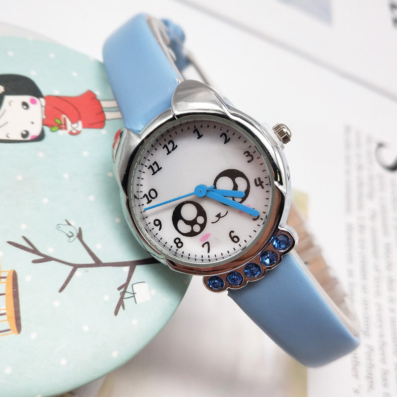 Cute cartoon belt simple rhinestone watch