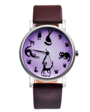 Explosive cat light skin girl belt watch small lazy animal quartz watch