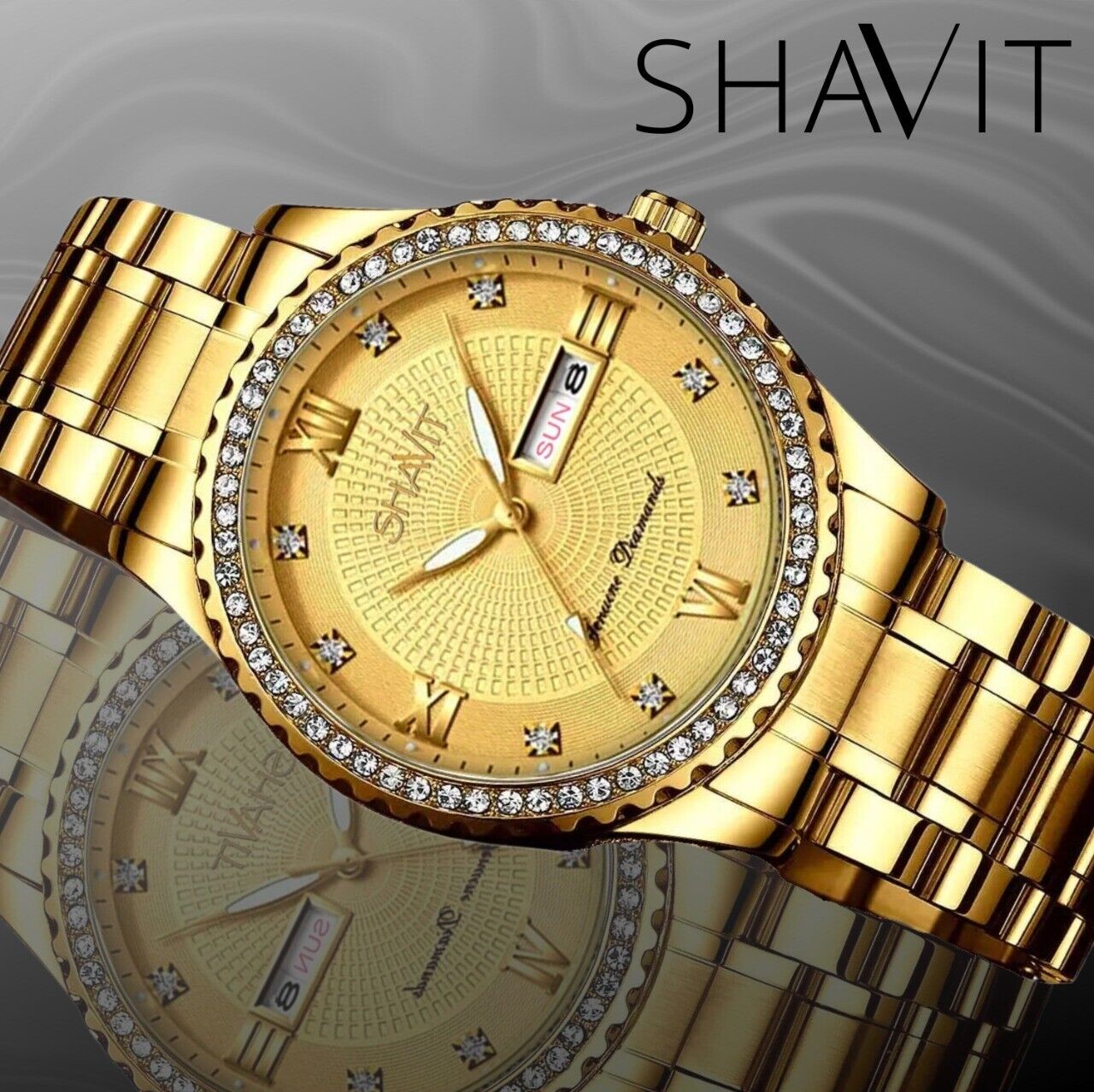 Fashion Men Watch Stainless Steel Analog Quartz Classic Male Wristwatch Gold