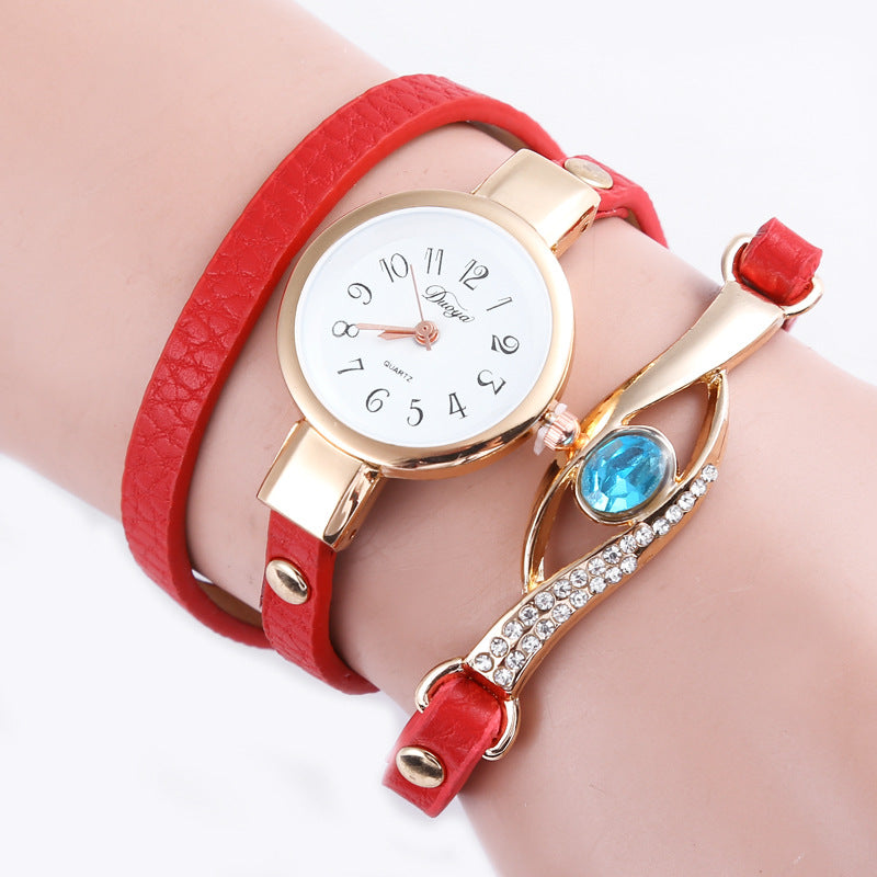Blue crystal long bracelet watch quartz watch