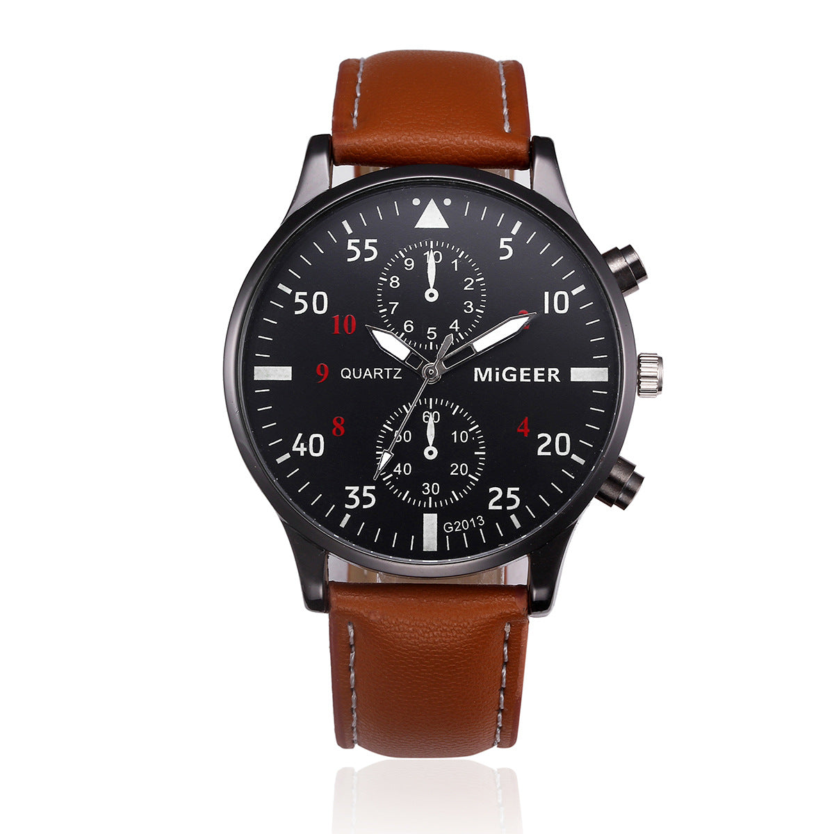 MIGEER Retro Design Men Watches Casual PU Leather Band