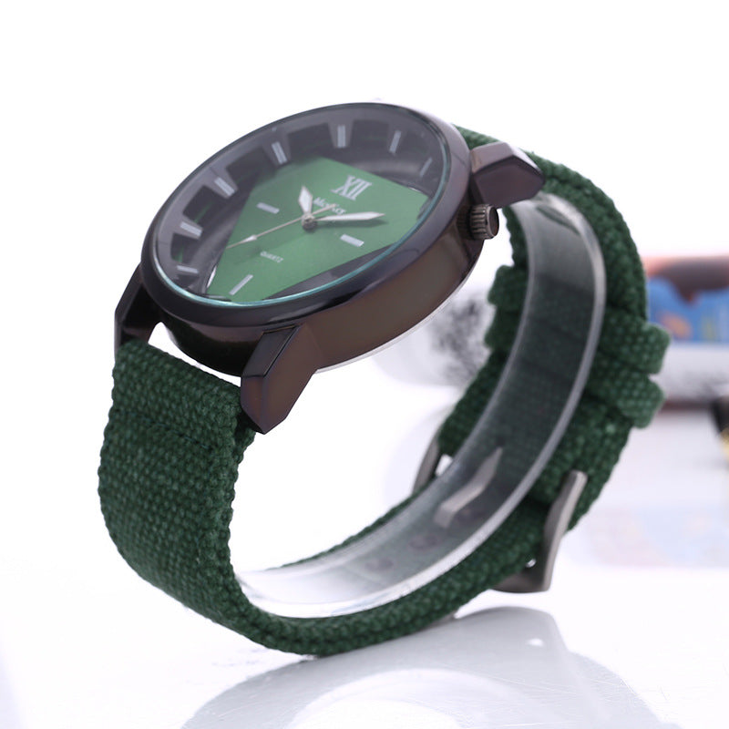 Factory direct fashion quartz watch men's canvas belt