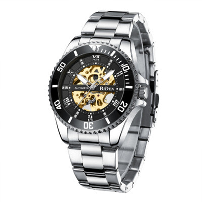 Mechanical Hollow Waterproof Luminous Steel Band Watch