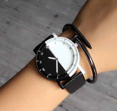 Black and white mosaic Harajuku creative watch