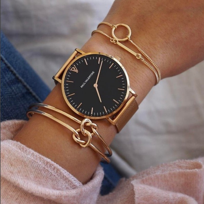 Rose gold quartz watch
