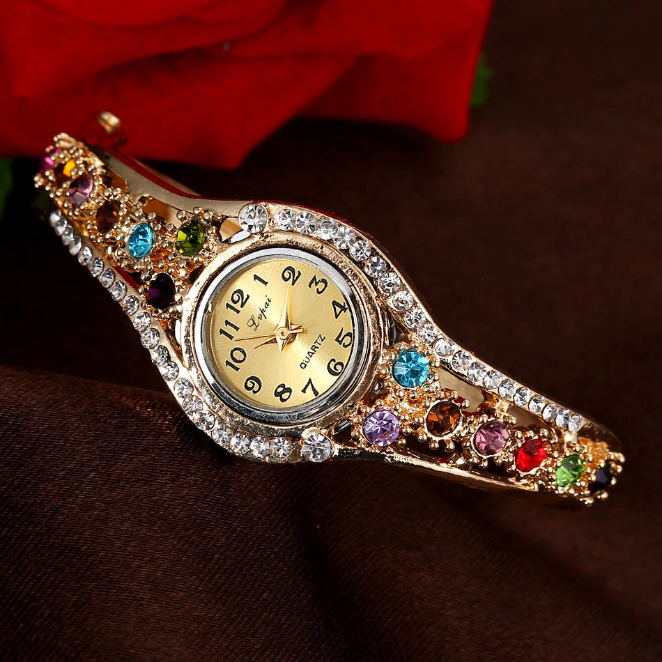 Alloy rhinestone bracelet watch