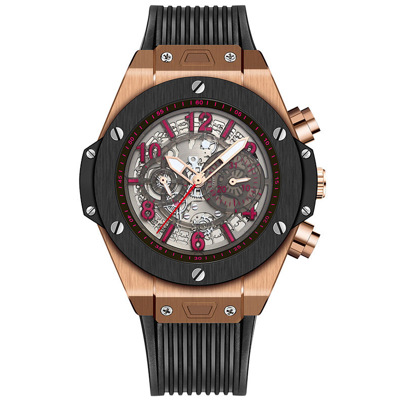 Fashion Silicone Automatic Hollow Mechanical Watch