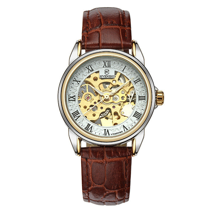 Double-sided hollow automatic mechanical watch