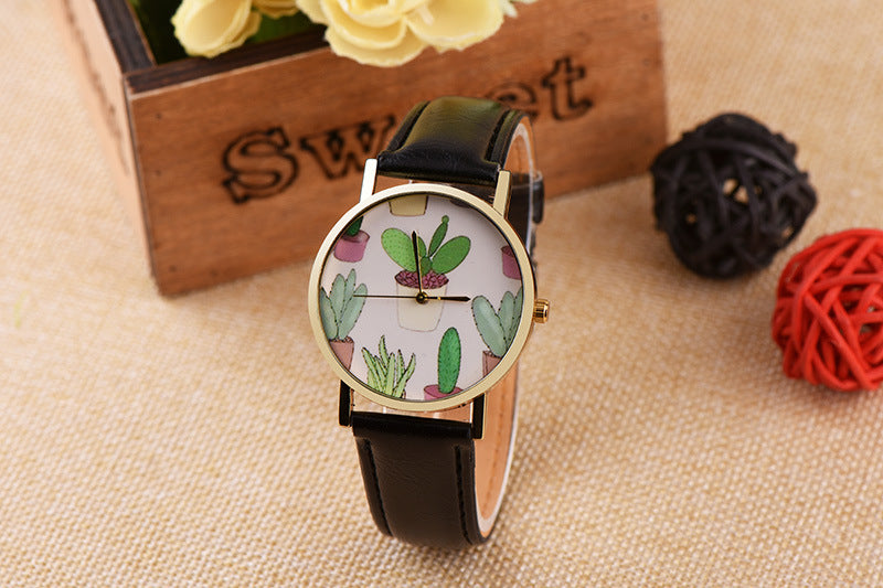 Casual Style Cactus Potted Belt Watch