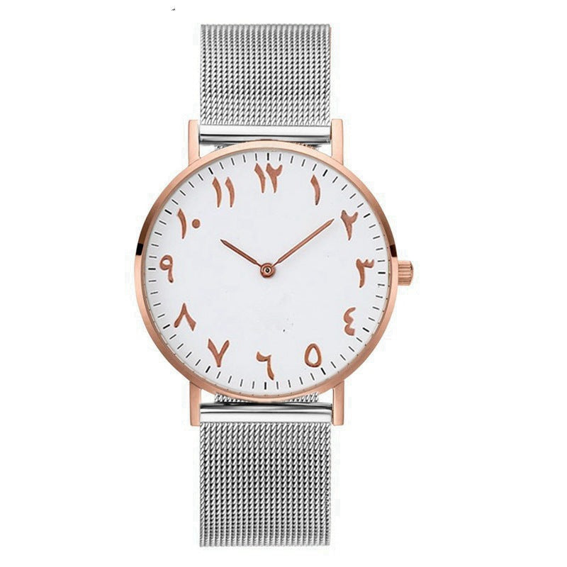 Men's And Women's High-end Quartz Watches With Stainless Steel Belt