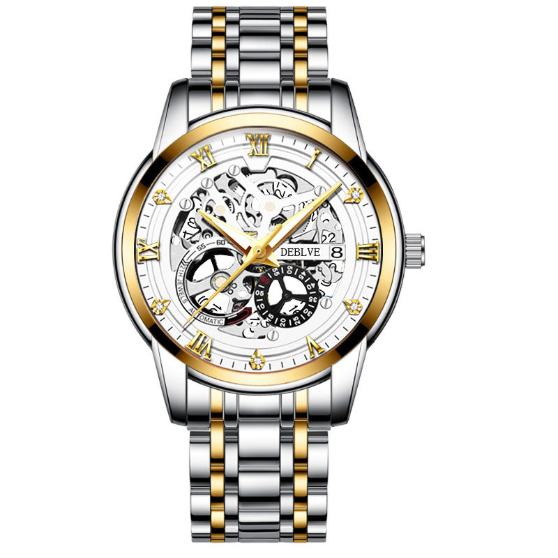 Skeleton Mechanical Hand Calendar Luminous Watch