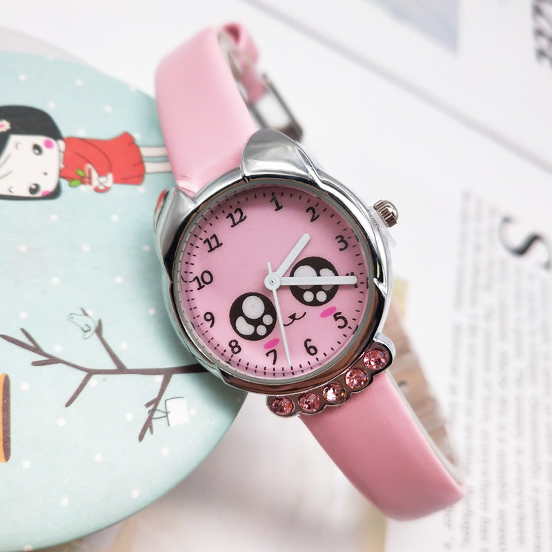 Cute cartoon belt simple rhinestone watch