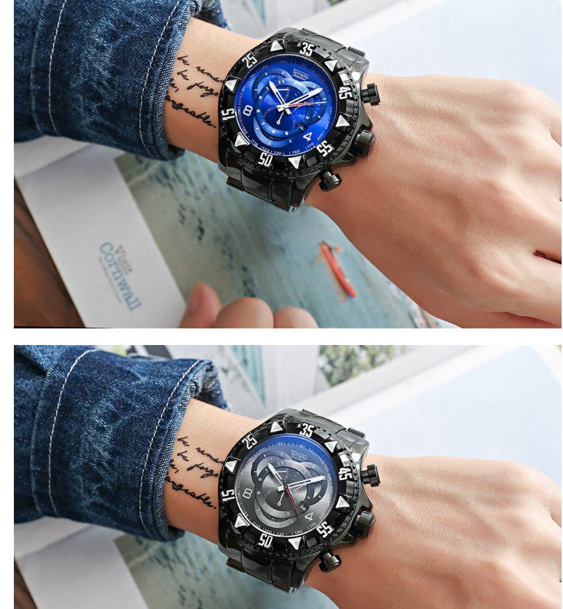 Explosion models watch men's fake three-eye luminous large