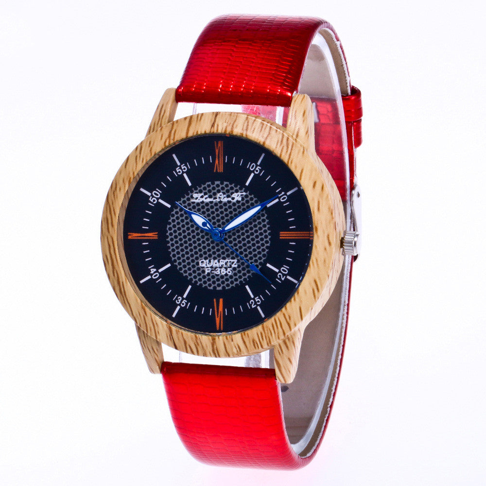 Leather wooden watch