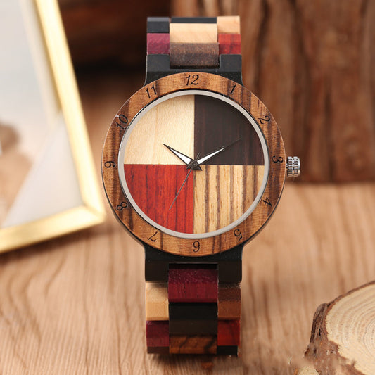 Full color wooden creative digital watch