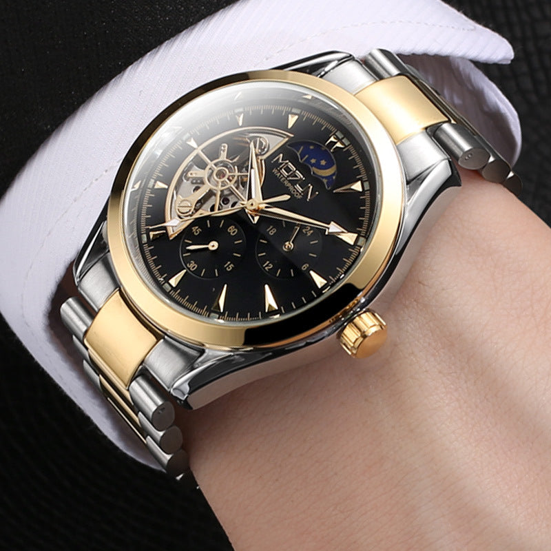 Six-pin three-eye automatic mechanical watch