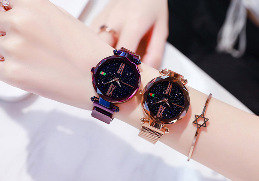 Luxury Women Watches Mesh Ladies Clock Magnet