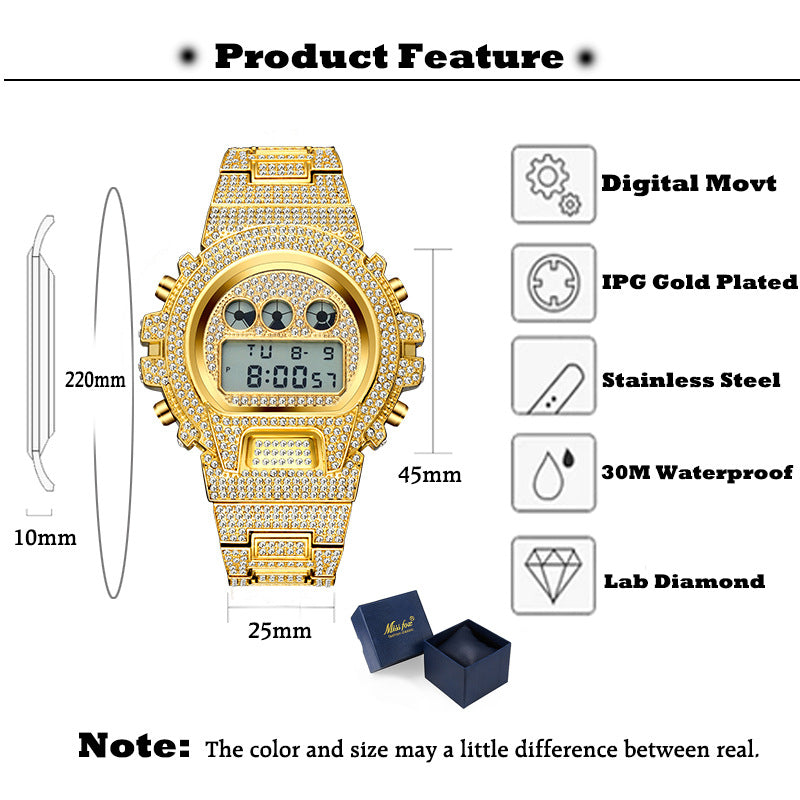 High-end full diamond waterproof men's watch