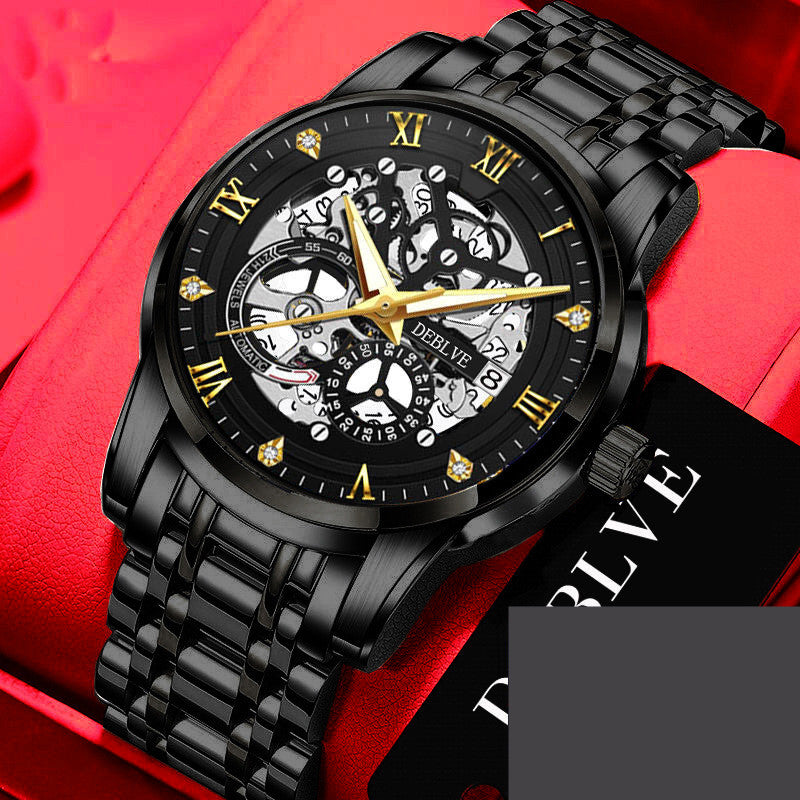 Skeleton Mechanical Hand Calendar Luminous Watch