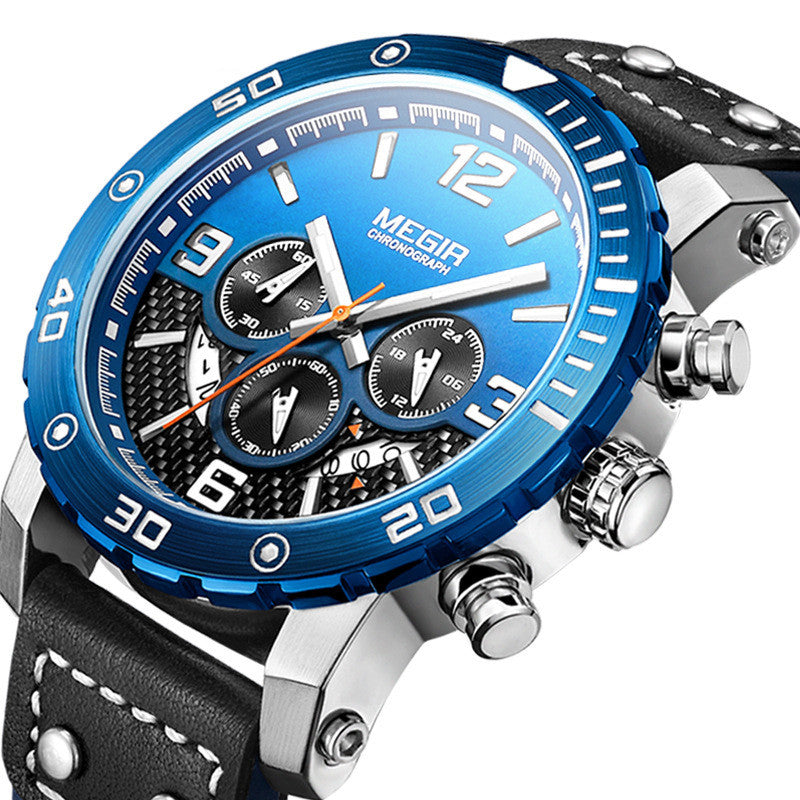 Men's Multifunctional Sports Chronograph Luminous Waterproof Quartz Watch
