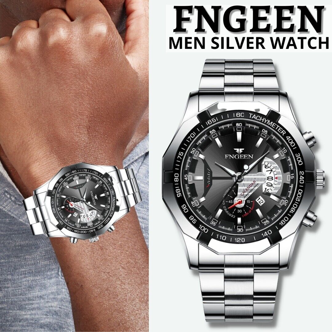 Waterproof Men's Stainless Steel Quartz Analog Wrist Watch Date Business Gift