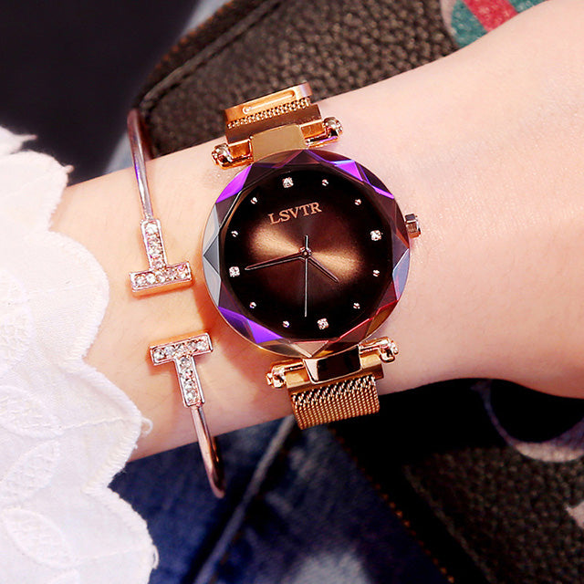 Rose Gold Women Watches Fashion Diamond