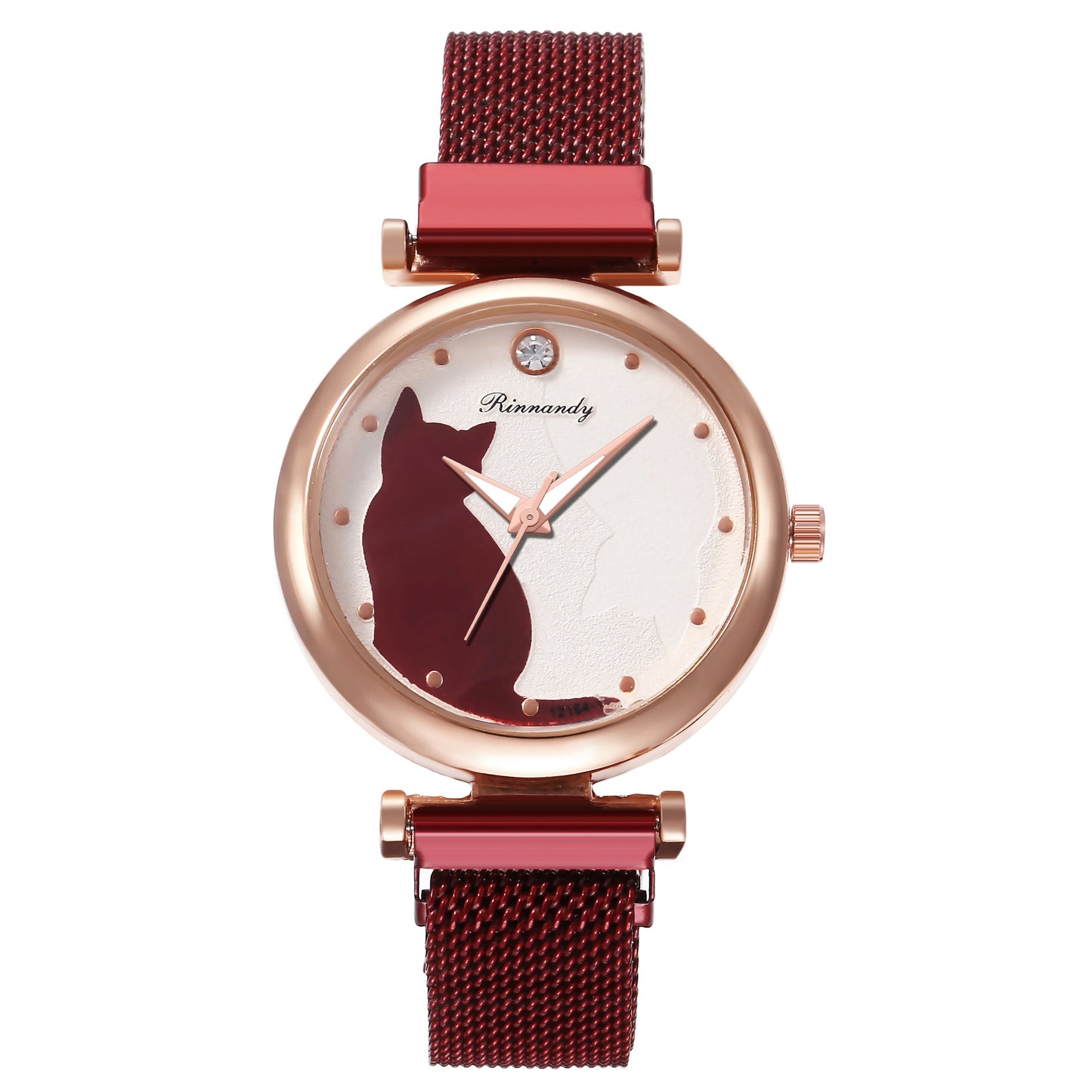 Cartoon cat magnet buckle Milan belt quartz watch