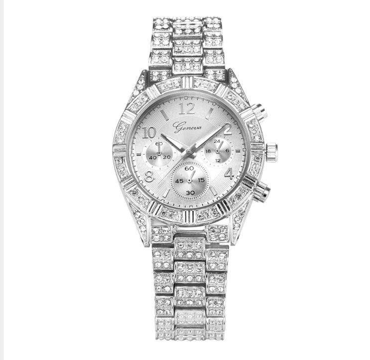 Women Crystal Quartz Analog Wrist Watch Fashion Stainless Steel