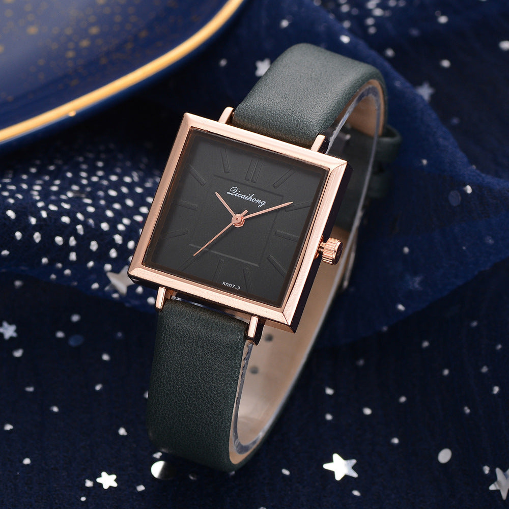 Ladies Fashion Trend Simple Pure Color Scale Belt Quartz Watch