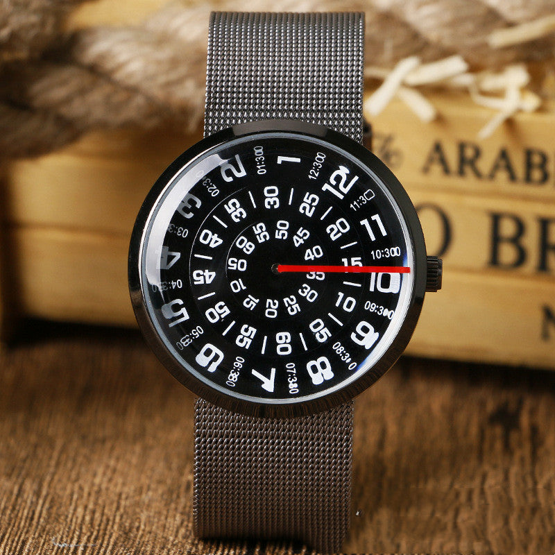 Korean Version Trendy Men's Fashion Alloy Mesh Strap Watch