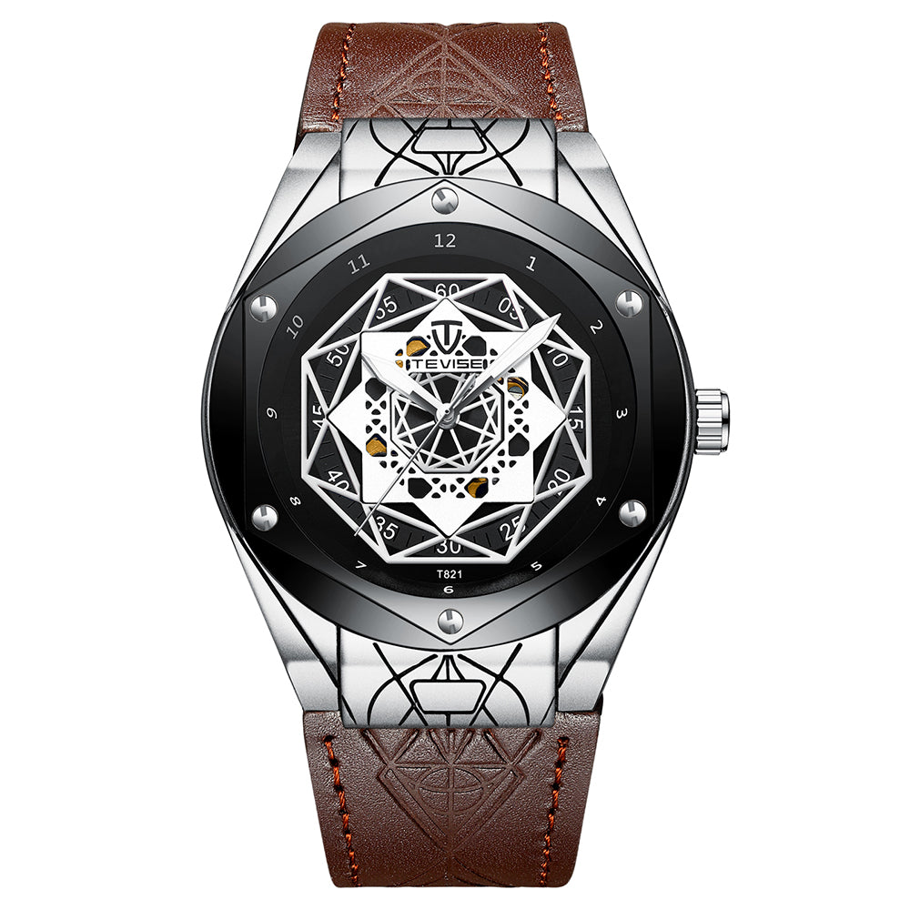 Automatic mechanical watch men's spider waterproof watch leather belt watch