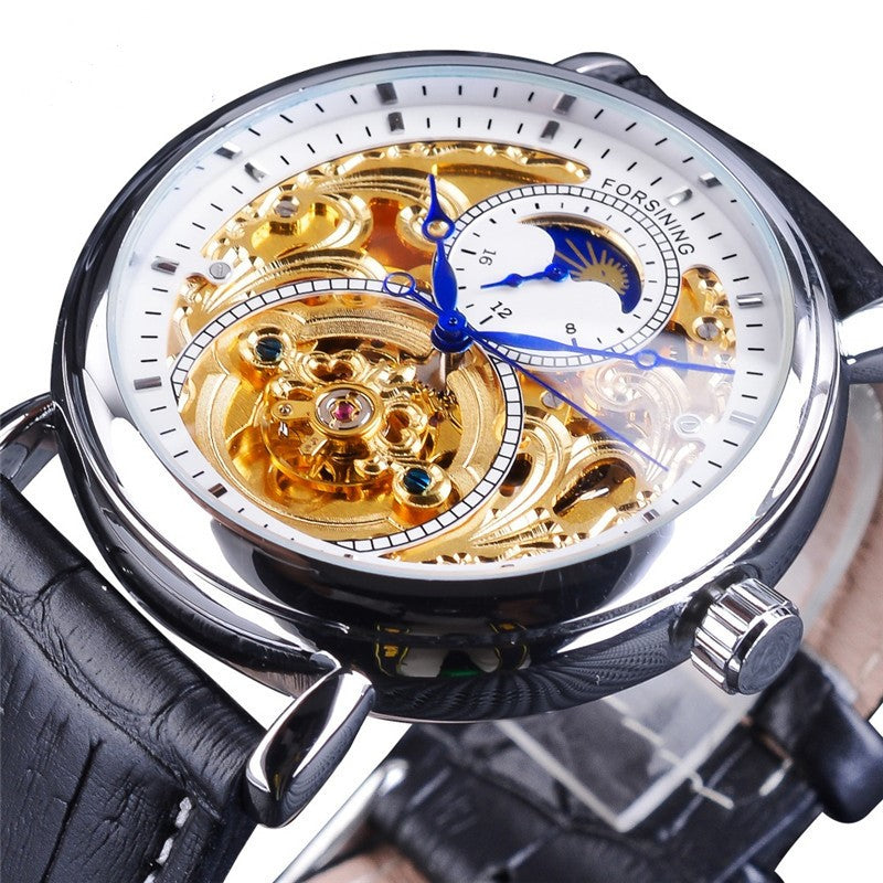 Carved hollow automatic mechanical watch