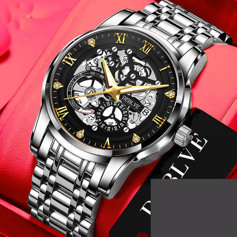 Skeleton Mechanical Hand Calendar Luminous Watch