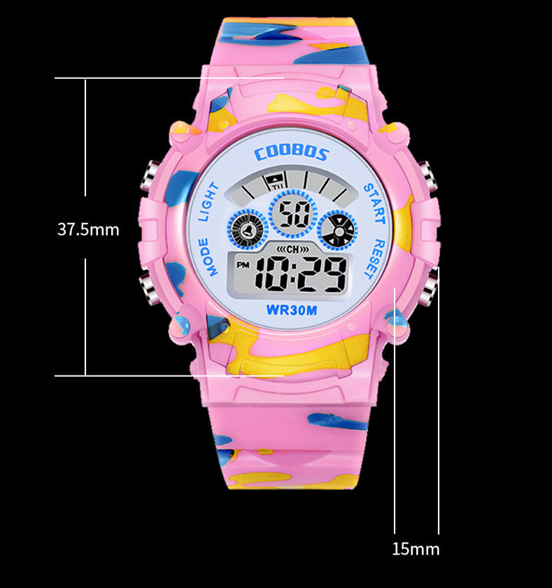 Colorful Luminous Waterproof Multi-function Male And Female Student Electronic Watch