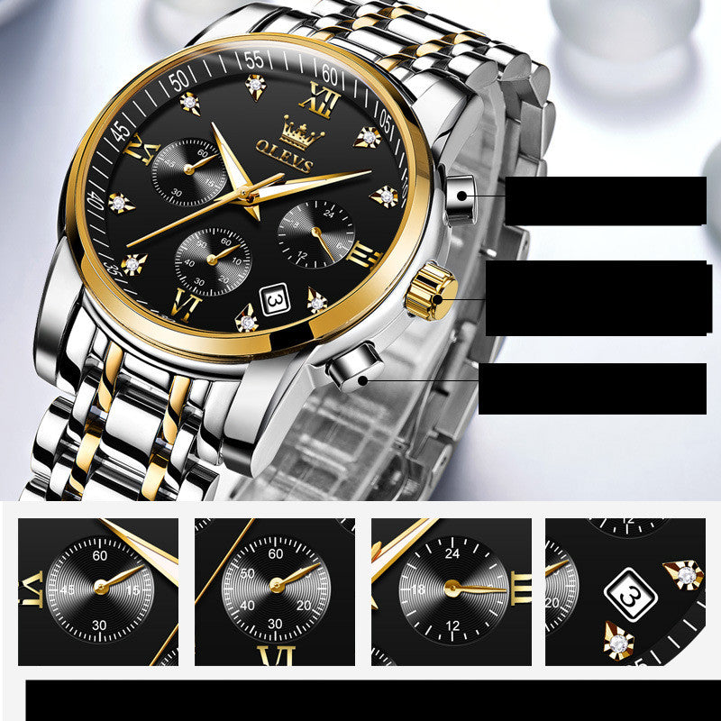 Luxury Brand Men Watches Chronograph Stainless Steel