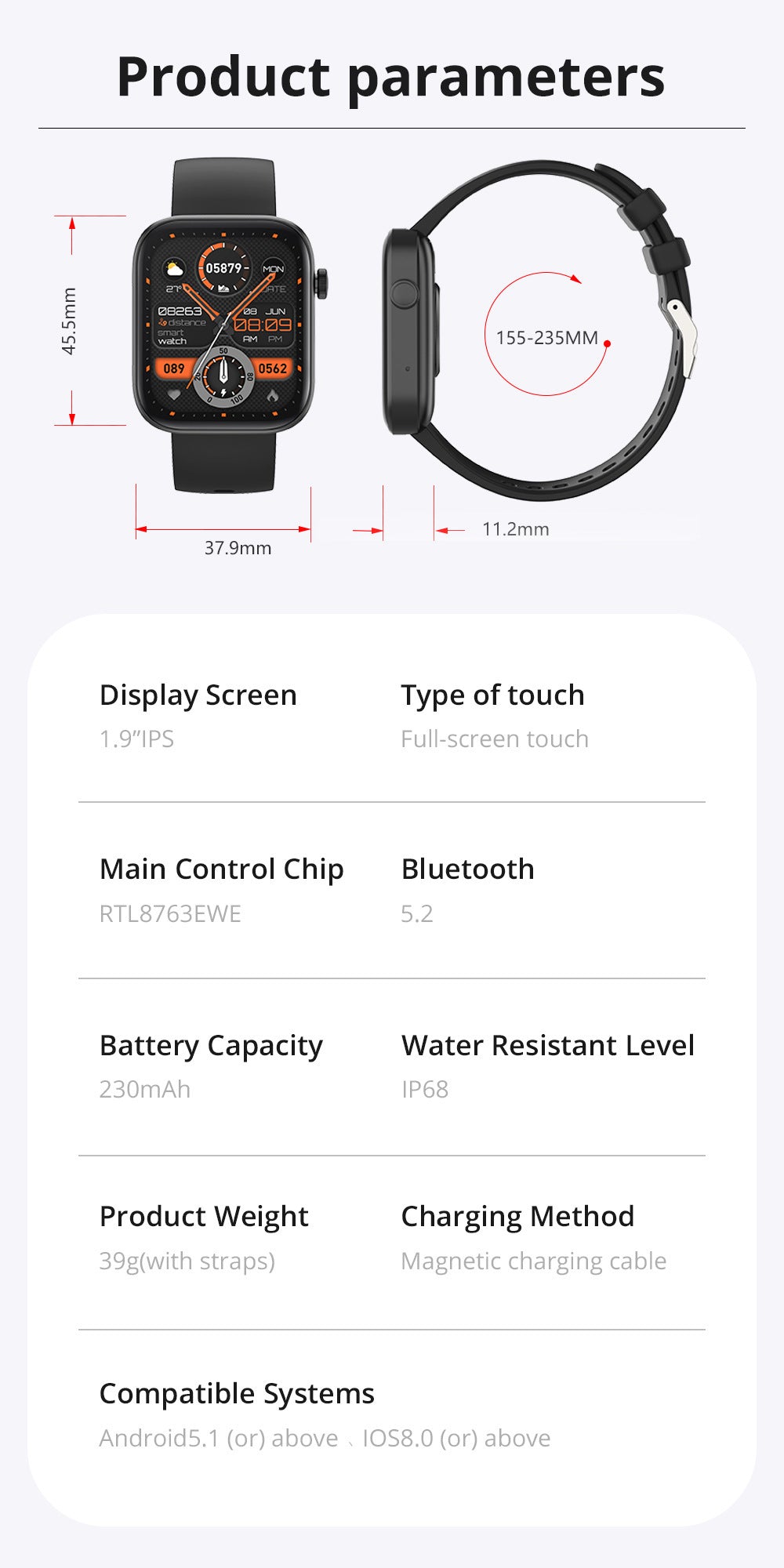 IP67 Waterproof Full Screen Smart Watch