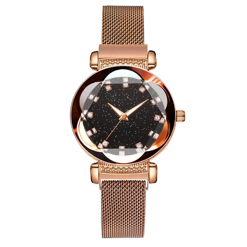 Diamond Starry Sky Digital Luminous Milan Mesh Belt Ladies Watch